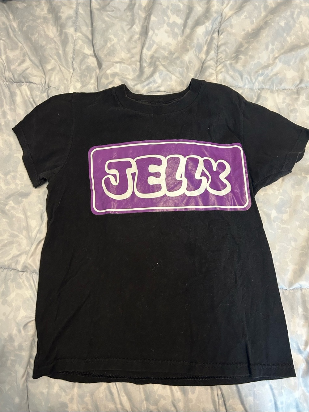 Tultex Black Tee with Purple and White "JELLY" Graphic